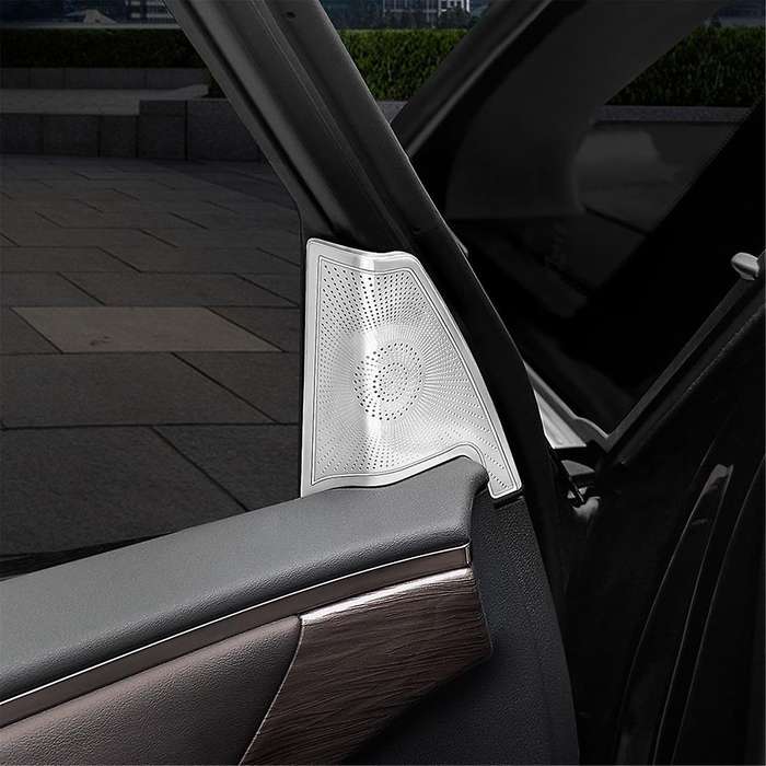 for Alphard 40 Series 2023+ Stainless Steel Front Pillar Speaker Cover Interior Accessories