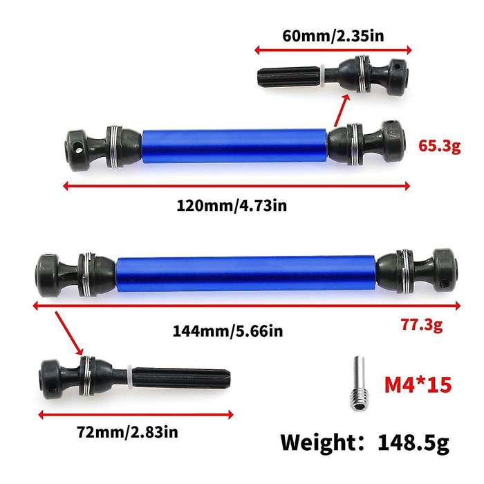 for Axial 1/10 Rbx10 Ryft 4Wd Scale AXI03005 Aluminum Alloy Tube+45 Steel Cvd Head Front and Rear Dr