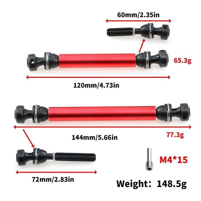 for Axial 1/10 Rbx10 Ryft 4Wd Scale AXI03005 Aluminum Alloy Tube+45 Steel Cvd Head Front and Rear Dr