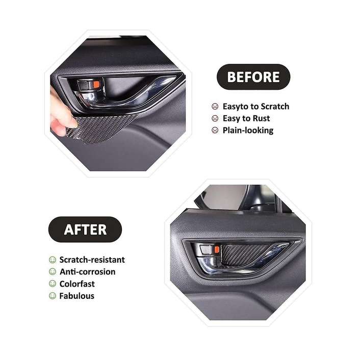 for BRZ 2022 Dry Carbon Fiber Car Inner Door Handle Bowl Cover Trim Decoration Sticker Accessories -