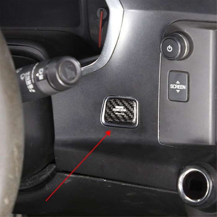for C7 2014-2019 Real Carbon Fiber Car Start Trim Sticker Engine Start Stop Button Switch Trim Black