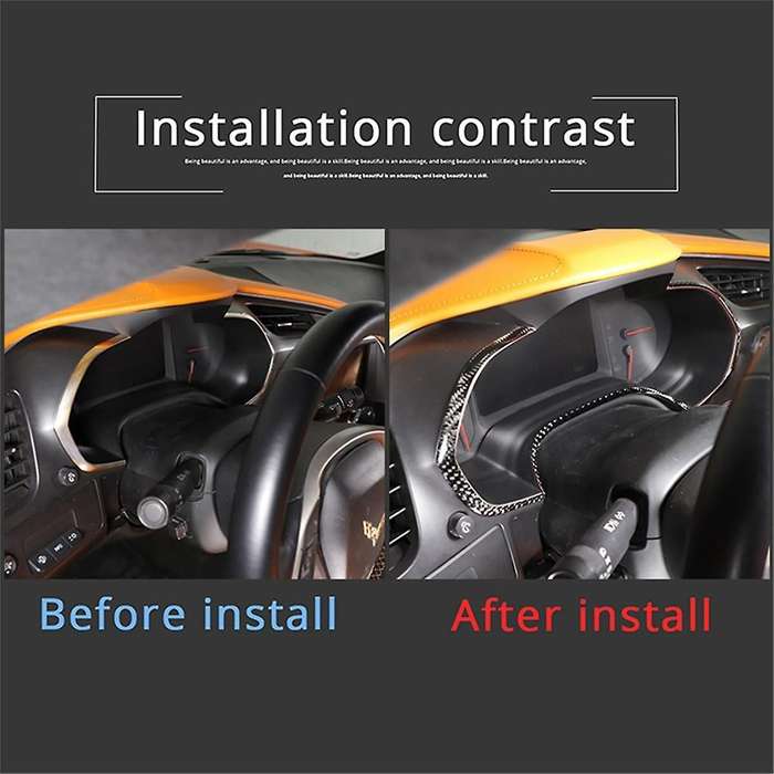 for C7 2014-2019 Soft Carbon Fiber Car Dashboard Speedometer Trim Strips Sticker Accessories