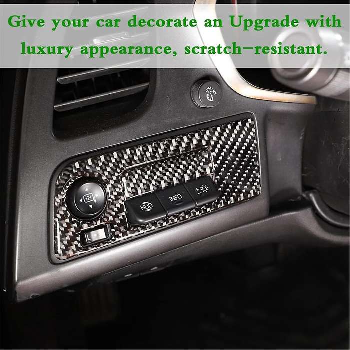for C7 2014-2019 Soft Carbon Fiber Car Headlight Switch Frame Trim Cover Interior Accessories