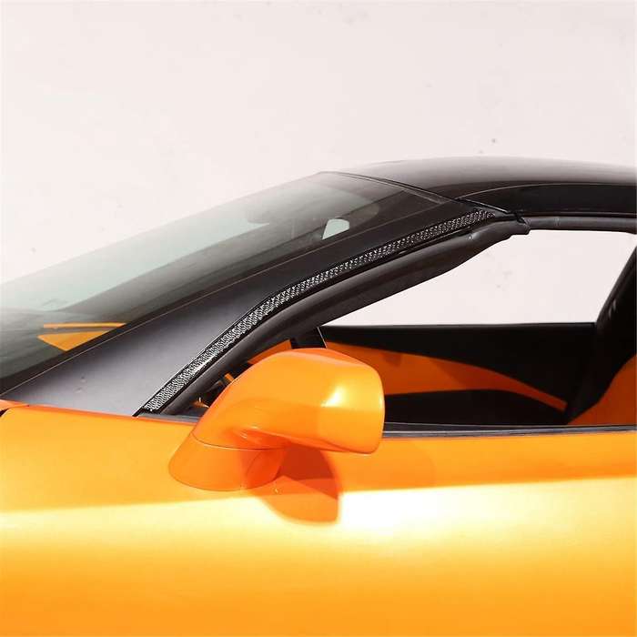 for C7 2014-2019 Soft Carbon Fiber Car Front Windshield a Pillar Strip Trim Sticker Accessories
