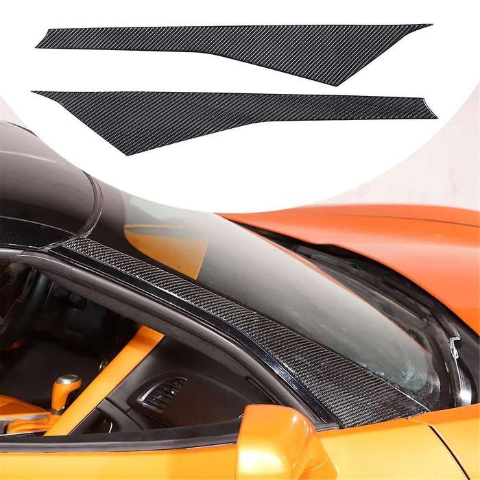 for C7 2014-2019 Soft Carbon Fiber Car Front Windshield A-pillar Cover Trim, Side Panel Molding Cov