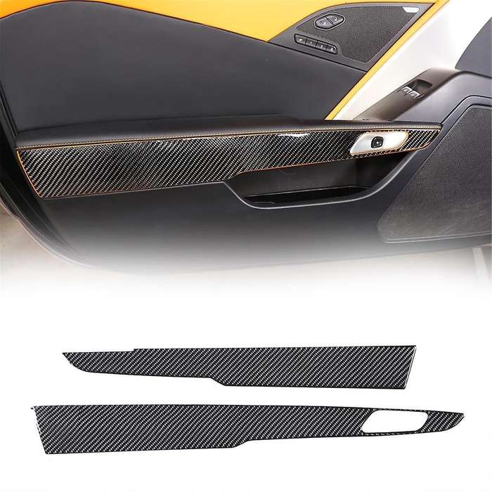 for C7 2014-2019 Soft Carbon Fiber Car Inner Door Panel Cover Sticker Trim Accessories