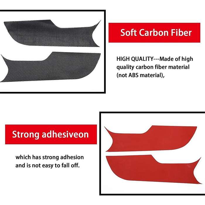for C7 2014-2019 Soft Carbon Fiber Car Inner Door Anti Kick Panel Sticker Protection Trim Accessorie