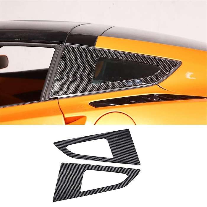 for C7 2014-2019 Soft Carbon Fiber Car Rear Side Window Louvers Cover Trim Sticker Accessories