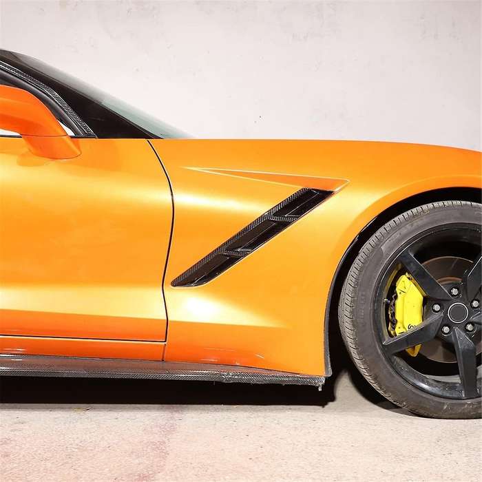 for C7 2014-2019 Soft Carbon Fiber Car Side Air Outlet Vent Decals Sticker Trim Accessories