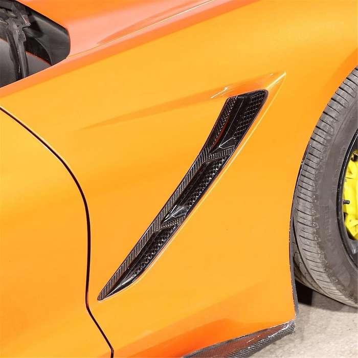 for C7 2014-2019 Soft Carbon Fiber Car Side Air Outlet Vent Decals Sticker Trim Accessories