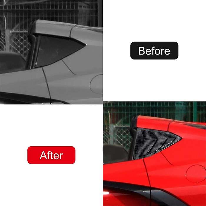 for C8 2020-2024 Car Rear Triangle Window Shutters Triangle Sunshade Modified Carbon Fiber