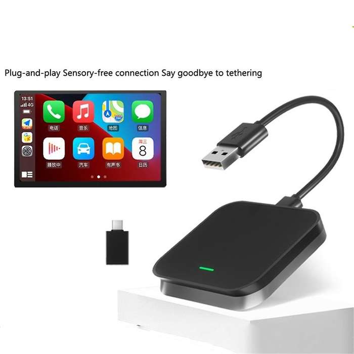 for Carplay Adapter Car Wired to Wireless Smart Box Car Interconnect Multi-Function Adapter,Black,A