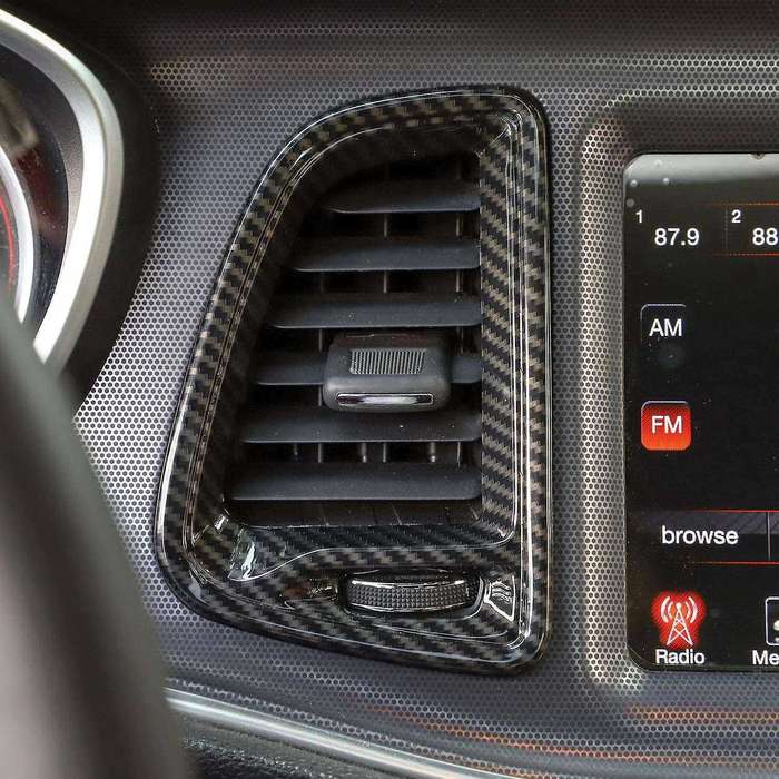 for Center Console Air Conditioner Outlet Vent Trim for 2015-2020 (Carbon Fiber Grain, 4Pcs)