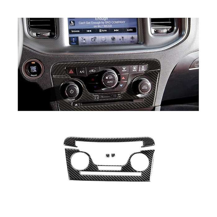 for Charger 2011-2014 Soft Carbon Fiber Central Cd Air Conditioning Control Panel Trim Cover Decora