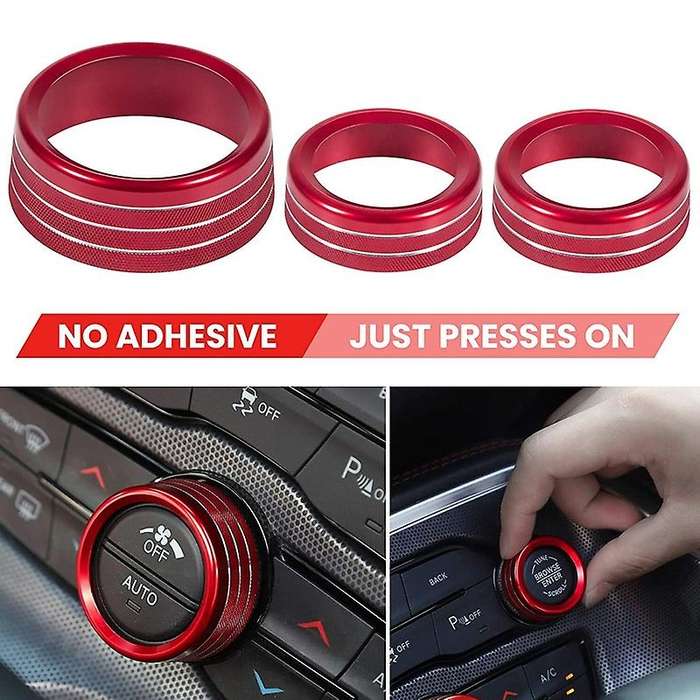 for Charger Durango 2015-2020 Steering Wheel Trim Cover Emblem +Air Conditioner Switch CD Button Kno