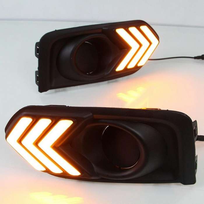 for City 2017-2018 Pair Front LED DRL Daytime Running Light with Turn Signal Lamp Fog Light