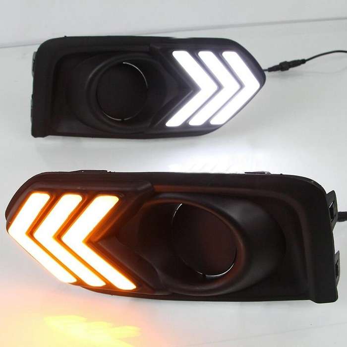 for City 2017-2018 Pair Front LED DRL Daytime Running Light with Turn Signal Lamp Fog Light