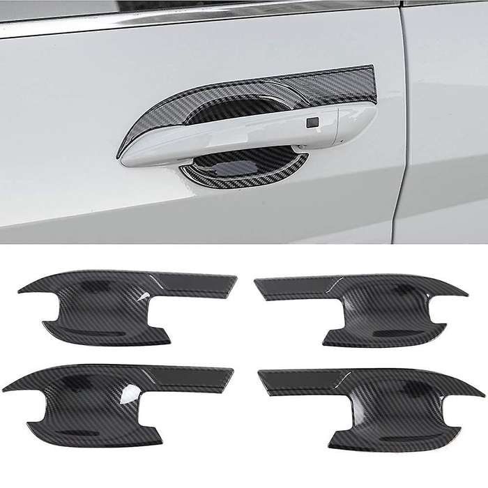 for CN7 2021 Car Accessories Side Door Handle Bowl Cover Trim Decor Frame Sticker, Carbon Fiber Grai