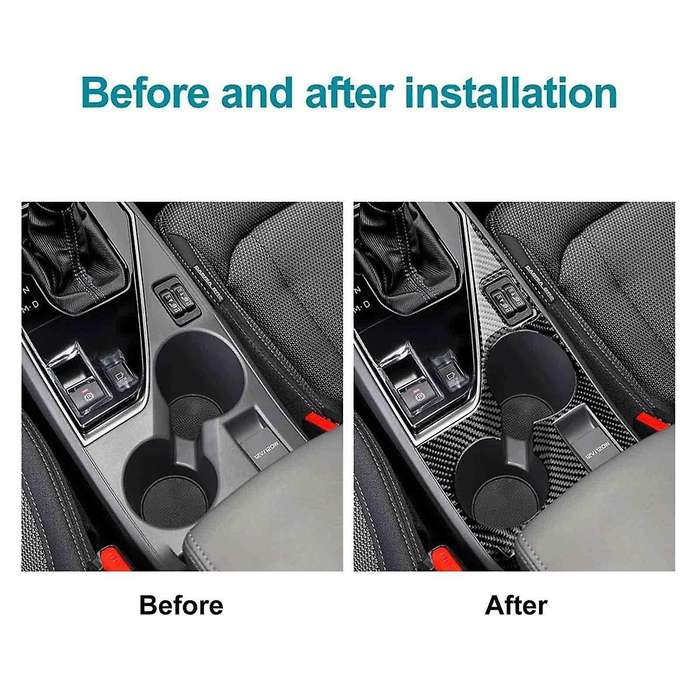 for Crosstrek 2022-2024 LHD Soft Carbon Fiber Car Center Console Cup Holder Panel Cover Trim Accesso