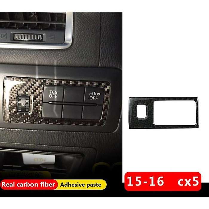 for CX5 -5 2015 2016 Carbon Fiber Headlight Adjustment Switch Cover Trim Decor Car Accessories,with
