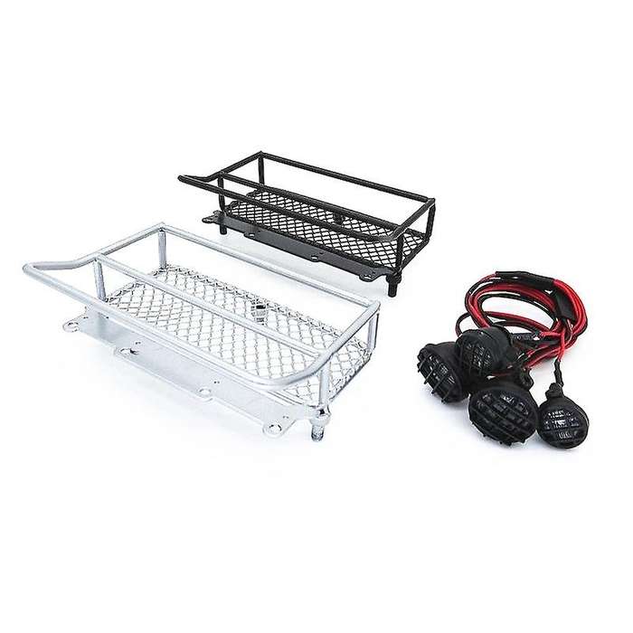 for D12 1/10 RC Car Drift Truck Upgrade Parts Metal Luggage Carrier Tray Roof Rack with LED Light Ac