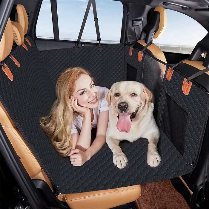 for Dogs Car Seat Cover with Hard Bottom Car Back Seat Extender Pet Backseat Cover Waterproof and A