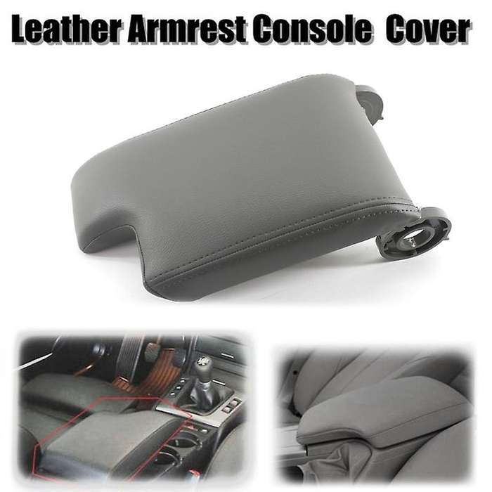 for E46 3 Series 1998-2006 Leather Armrest Cover Center Console Lid Gray