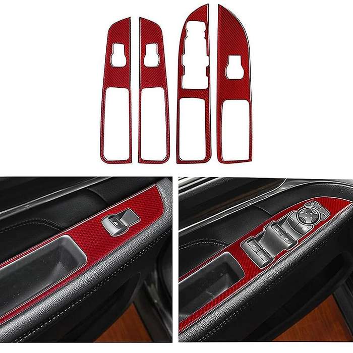 for Explorer 2016 2017 2018 2019 Carbon Fiber Car Door Window Control Switch Frame Panel Cover Trim