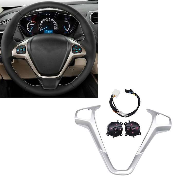for Fiesta Mk7 Mk8 Escort Ecosport Car Red Led Cruise Switch Button with Steering Wheel Trim Frame a