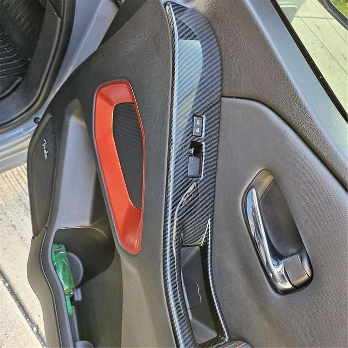for Frontier 2022-2024 Car Window Lift Switch Panel Cover Trim Interior Accessories ,abs Carbon Fibe