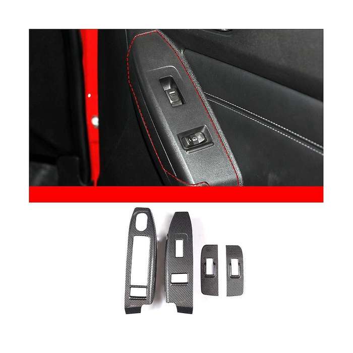 for H3 2005-2007 Stainless Steel Carbon Car Door Window Glass Lift Switch Frame Cover Trim Sticker A