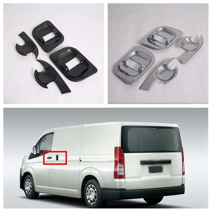 for Hiace Sixth Generation (h300) 2019-2022 Carbon Fiber Style Door Handle Bowl Cover Cup Cavity Tri