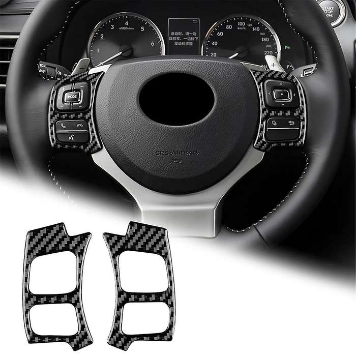 for Is250 Is200t Is300 Is350 2013-2019 Carbon Fiber Car Steering Wheel Button Panel Cover Decal Tri