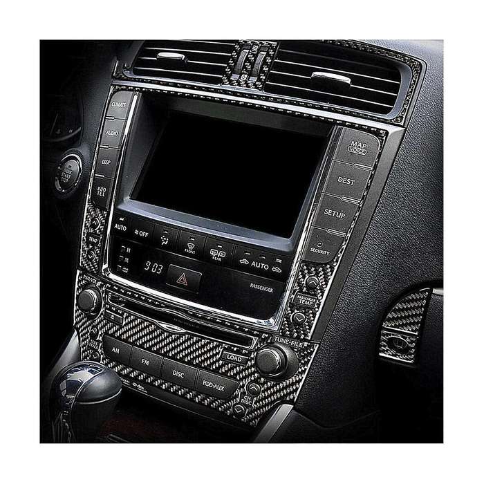 for Is Is250 Is300 Is350c 2006-2012 Carbon Fiber Console Cd Panel Cover Sticker Decal Accessories