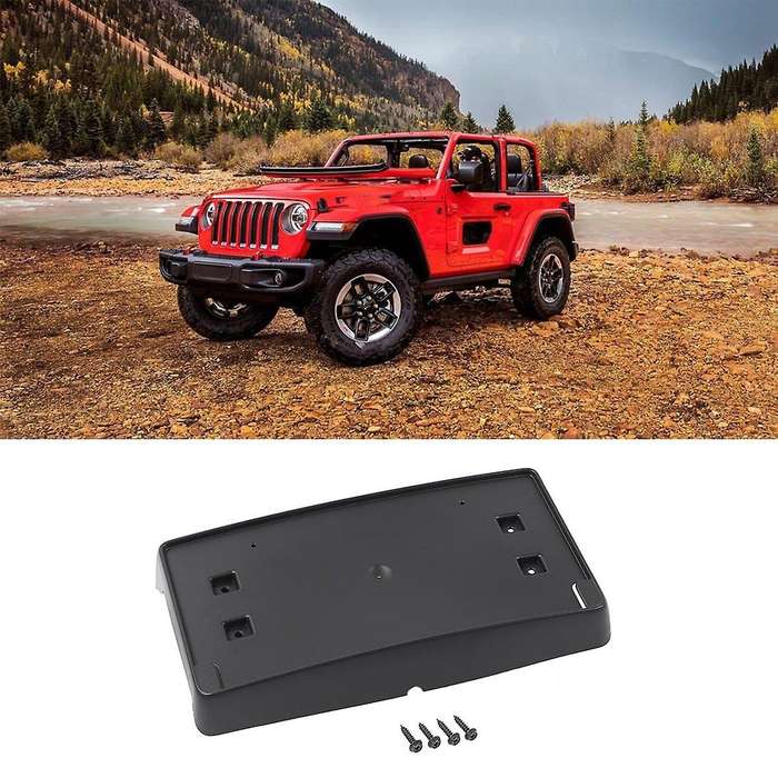 for JL Front License Plate Mounting Bracket for 2018-2020 Wrangler JL JLU & JT, ABS Black