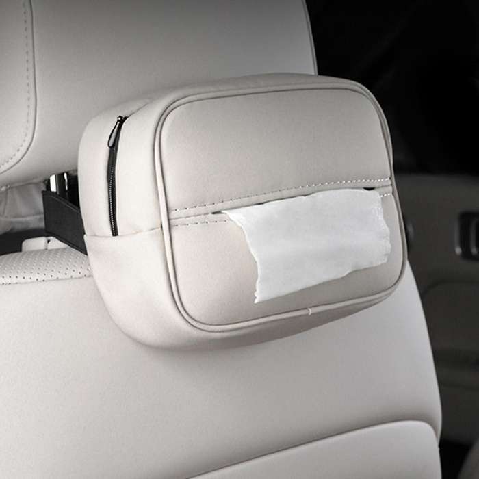 for LEADING IDEAL Lixiang L7 L8 L9 2022 2023 Car Tissue Bag Headrest Hanging Paper Drawer, White
