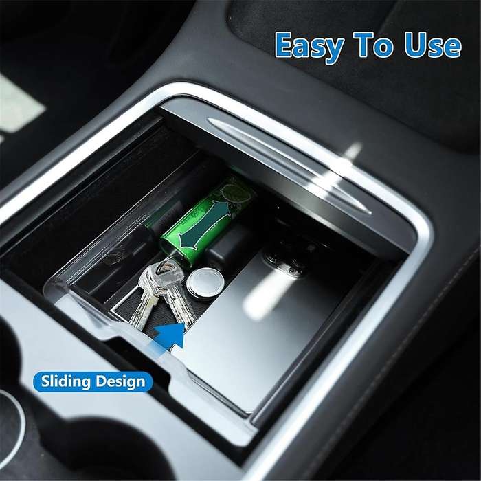 for Model 3 Model Y 2021-2023 Center Console Organizer Tray Hidden Armrest Privacy Storage Box - 3p