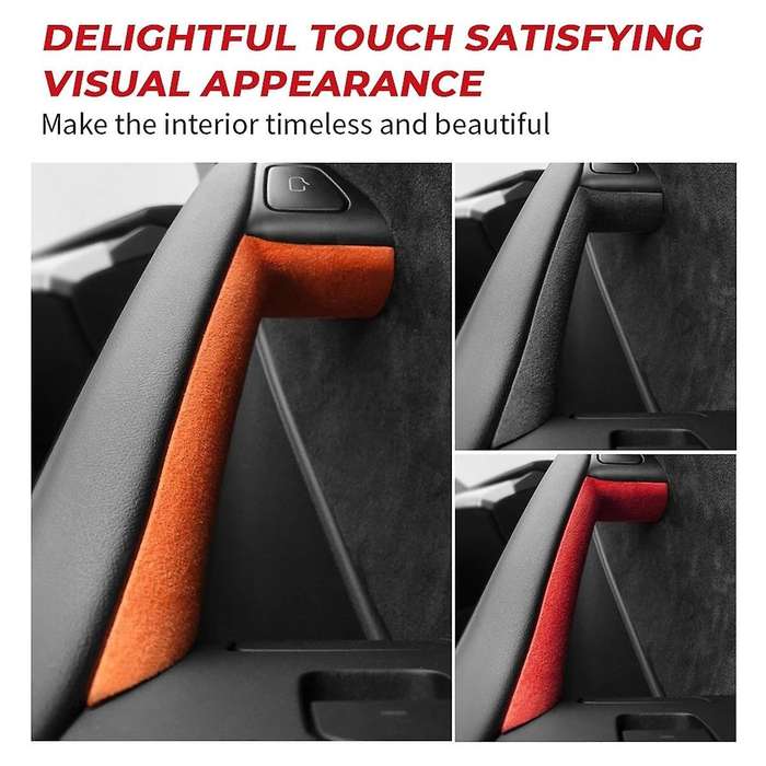 for Model 3 Y 2018-2023 Inside Door Handle Sticker Inner Protector Cover Italy Suede Car Interior O