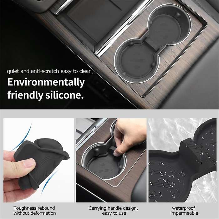 for Model S Model X 2022 2023 Model 3 2024 Center Console Cup Holder Insert Accessories - Black