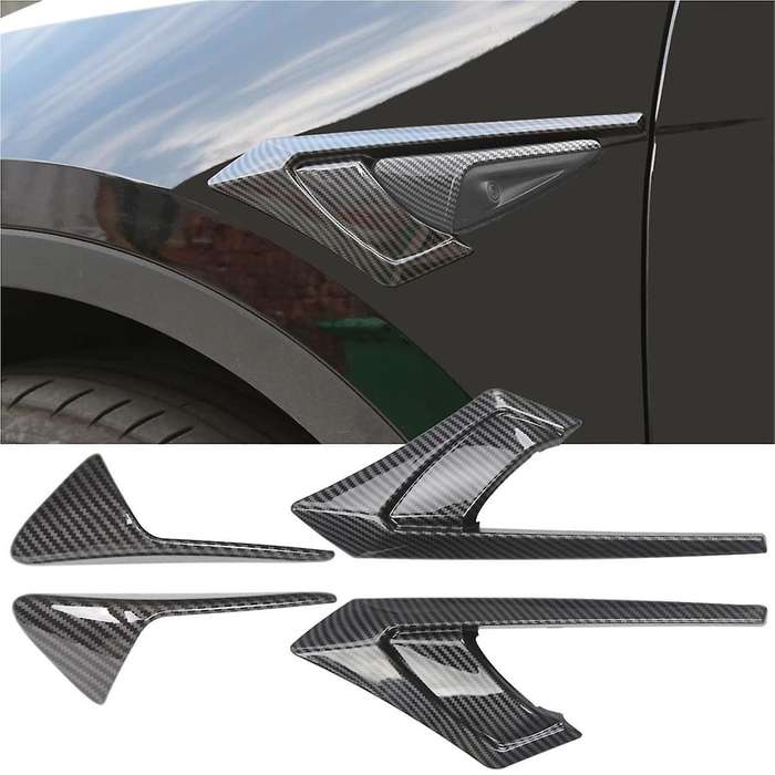 for Model Y 2021-2023 Side Camera Cover, Side Camera Indicator Protection Cover (abs Glossy Carbon F