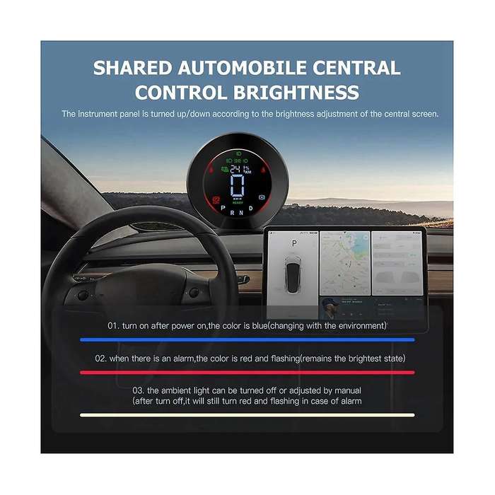 for Model Y Car Multifunction Steering Wheel HUD HD LCD Display Instrument Multimedia OBD