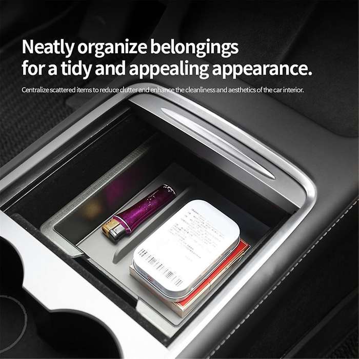for Model Y Model 3 2021-2023 Car Center Console Armrest Storage Box Organizer Transparent Interior