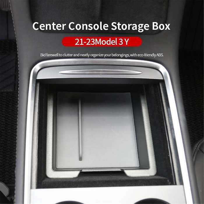 for Model Y Model 3 2021-2023 Car Center Console Armrest Storage Box Organizer Transparent Interior