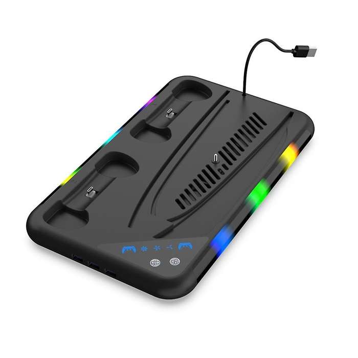 for P5 Cooling Station Slim with RGB Light Cooling Fan Dual Controllers Charger for 5 Game Accessori