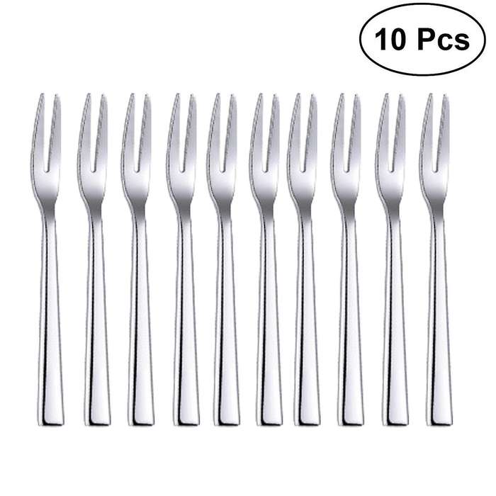 10pcs 304 Stainless Steel Cocktail Dessert Fork Cake Fruit Forks Set