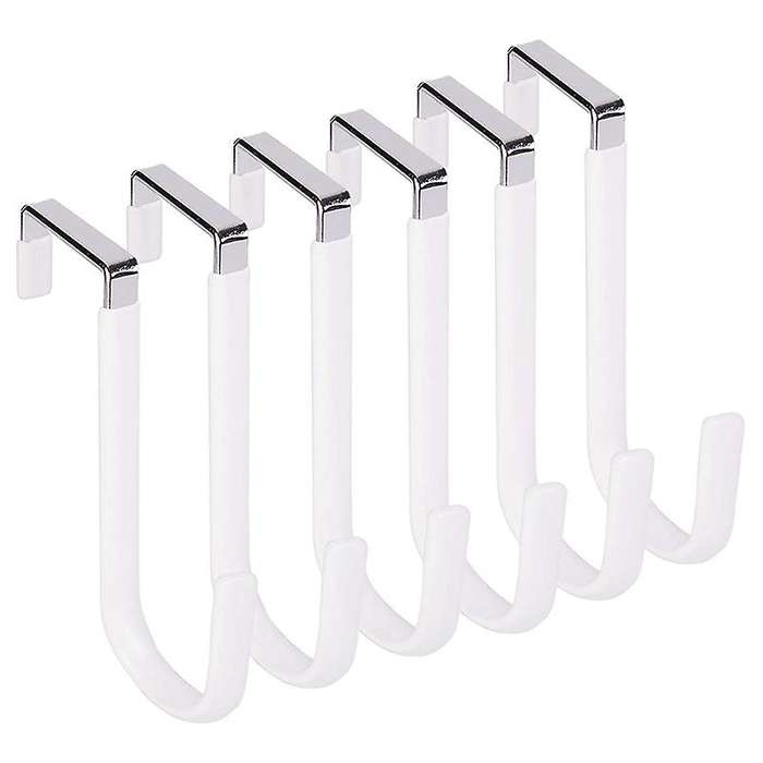 Over Door Hooks for Hanging Clothes,6packs Hanger,for Bathroom Silver