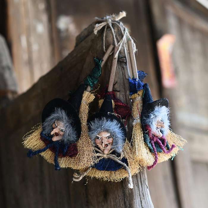 Halloween Supplies Witch Broom Pendant String Lights Ornaments
