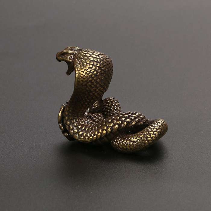 Cobra Statue Ornament Zodiac Snake Figurines Copper Desktop Decor