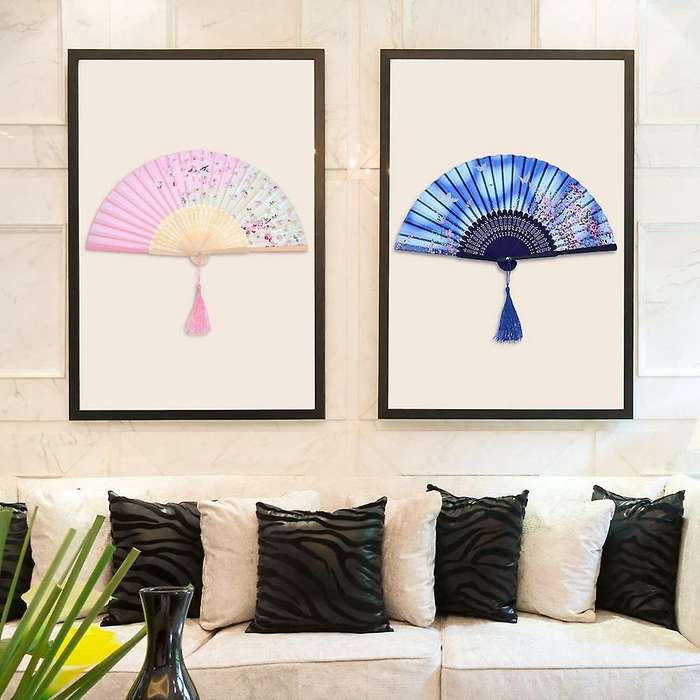 4pack Handheld Floral Folding Fans Hand Held Fans Silk Bamboo Fans