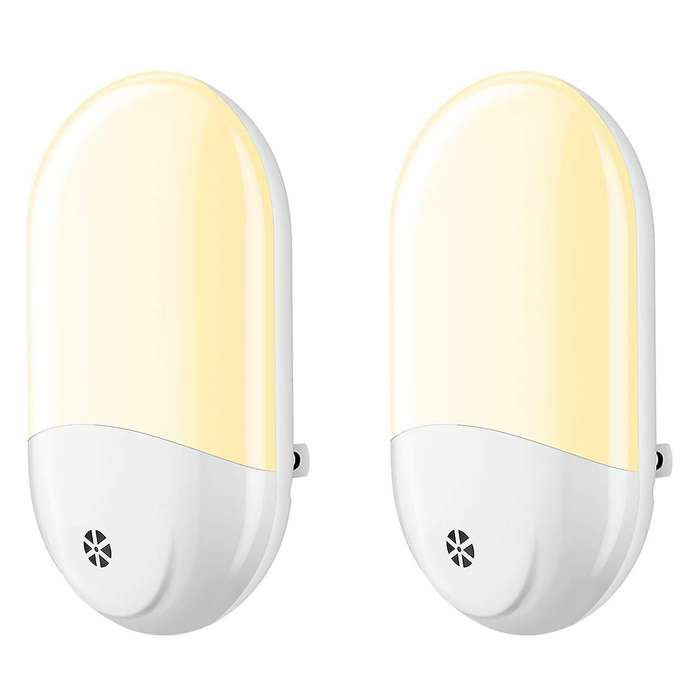2pcs Led Wall Plug-in Lamp with Automatic Sensor Warm White(us Plug)